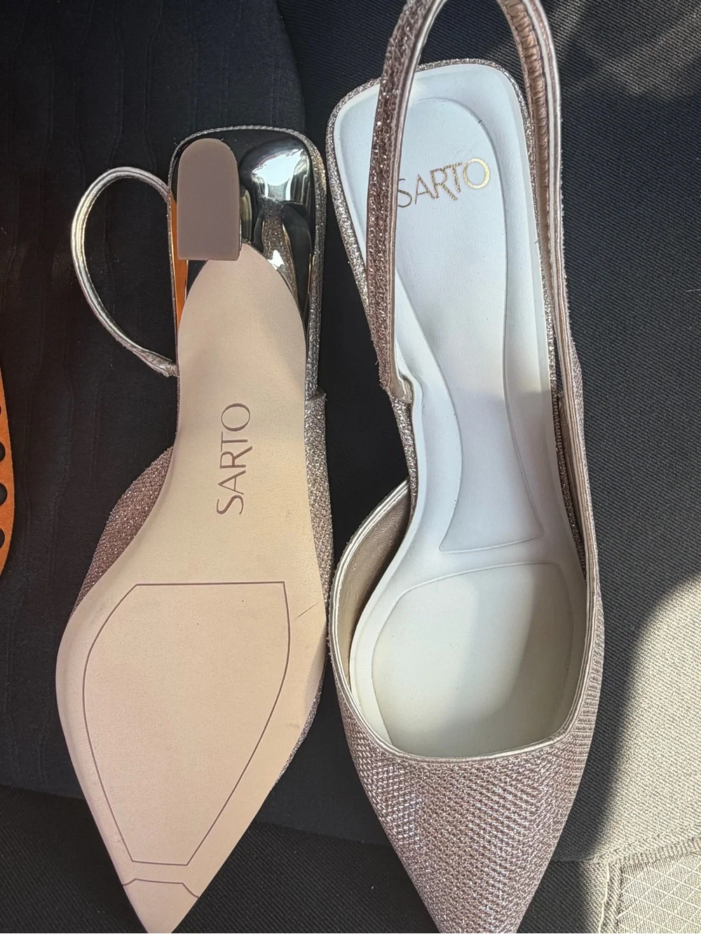 SARTO By Franco Sarto Metallic Gold Slingback Kitten Heel